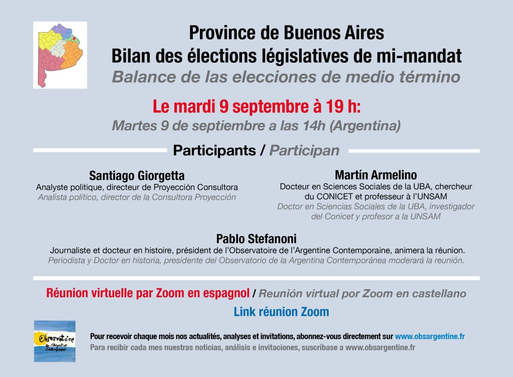 Province de Buenos Aires. Bilan des élections législatives de mi-mandat – Conférence – débat du 9 septembre&nbsp;2025