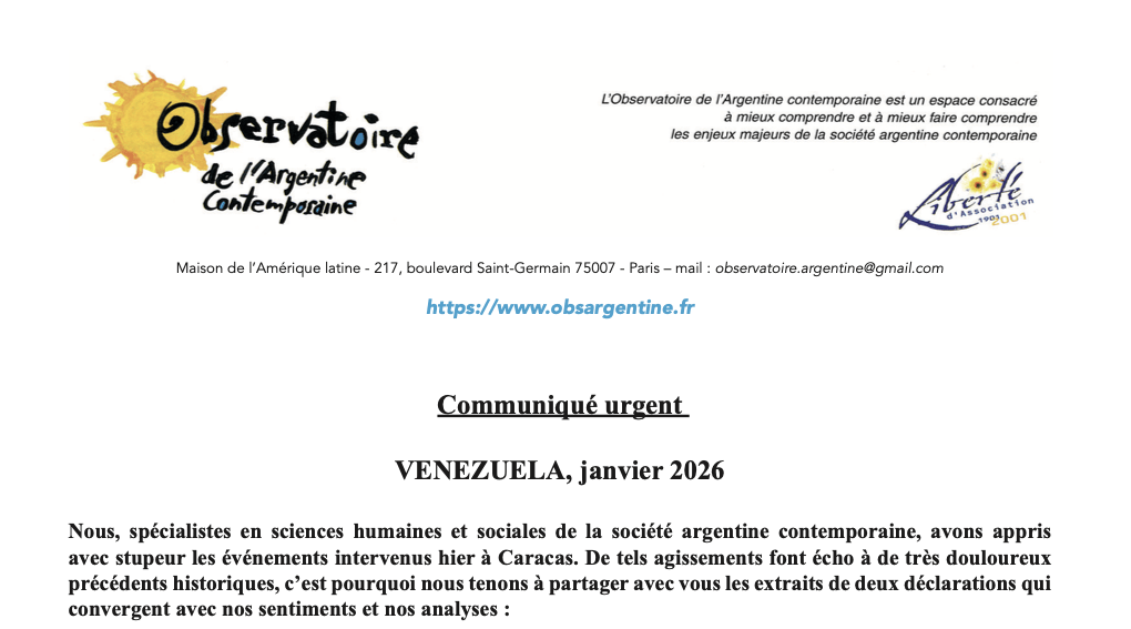 Communiqué urgent sur la situation au Venezuela, janvier&nbsp;2026