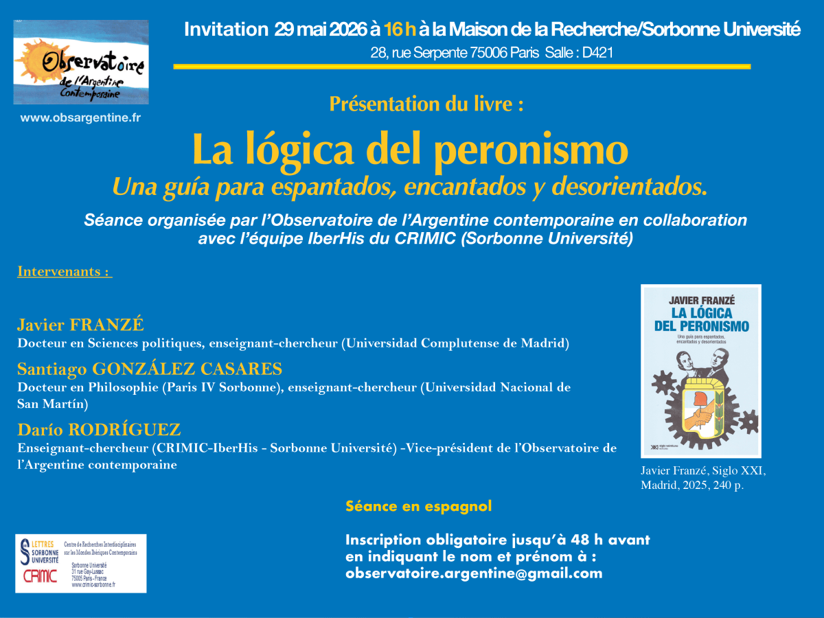 Présentation du livre « La lógica del peronismo.  Una guía para espantados, encantados y desorientados » — 29&nbsp;mai